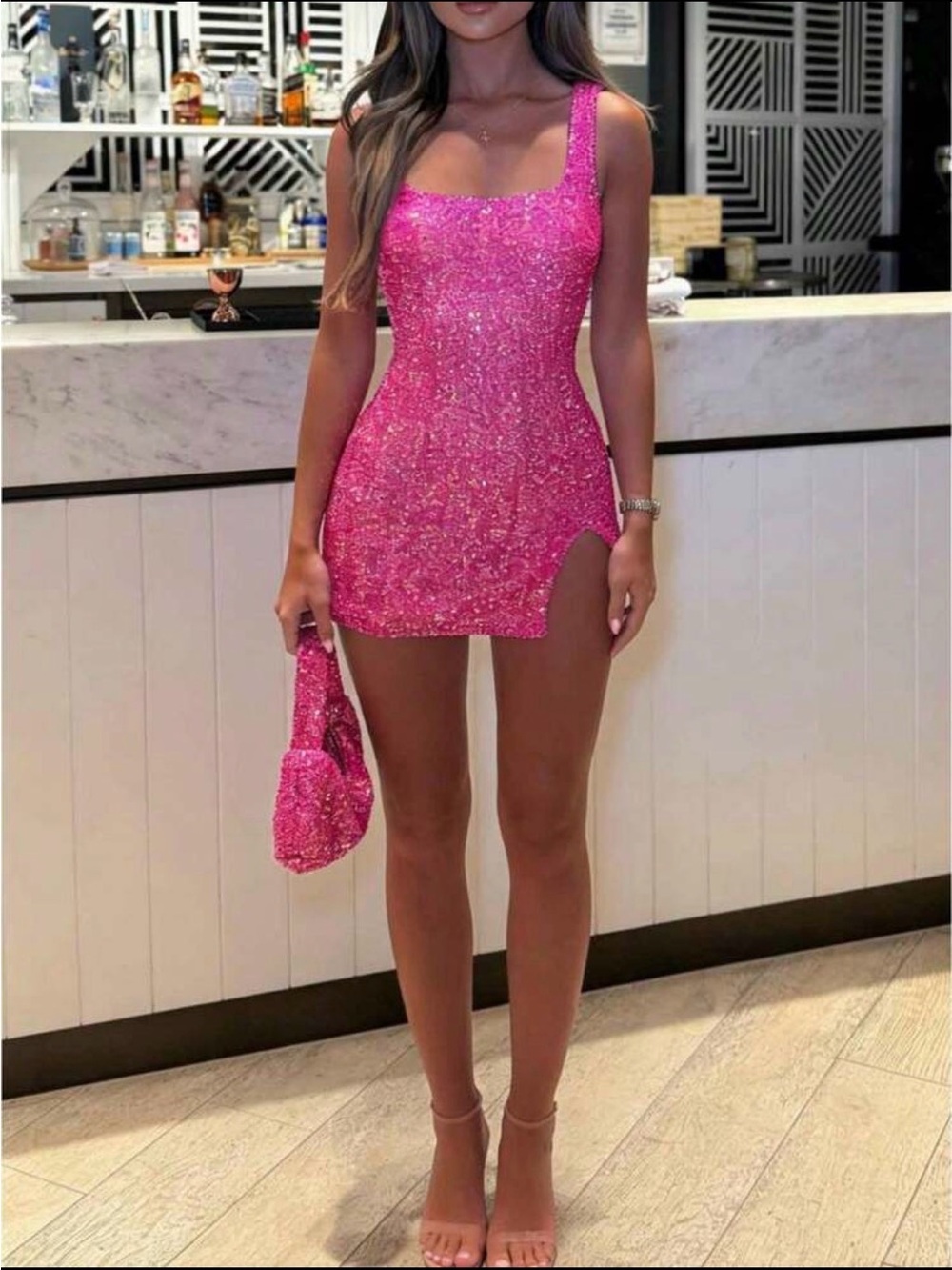 Pink sequin dress